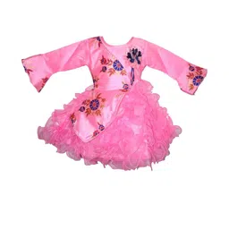 Samjho Fashion Girls Pink Floral Print Fit & Flare Dress-image-2