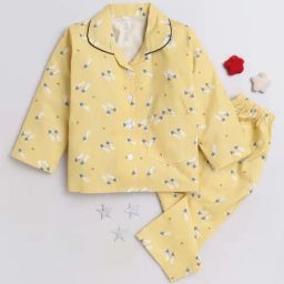 The Magic Wand Kids Yellow Cotton Printed Full Sleeves Shirt Set-picture-26