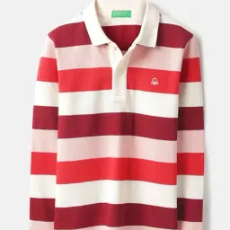 United Colors of Benetton Boys Yellow Cotton Striped Polo T-Shirt-image-93
