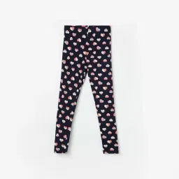 Fame Forever by Lifestyle Kids Navy Cotton Printed Leggings-picture-35