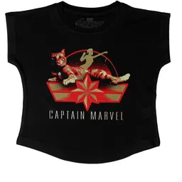 Marvel by Wear Your Mind Girls Black Captain Marvel Printed Top-picture-56