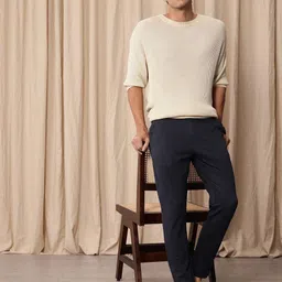 Mr Bowerbird Men Solid Chinos Trousers image 5