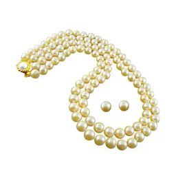Sri Jagdamba Pearls Golden Necklace & Earring Set-picture-15