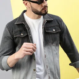 Kaali Peeli Men Washed Crop Outdoor Denim Jacket with Embroidered-picture-28