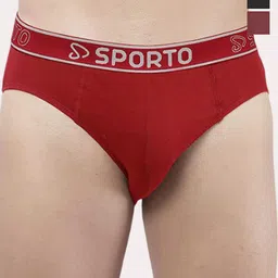 Sporto by Macho Men Pack Of 3 Pure Cotton Basic Briefs Sporto_M1010-B(1)-M(1)-R(1)-S-picture-25