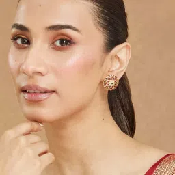 Fabindia Women Pink Metal Stud Earrings-image-40