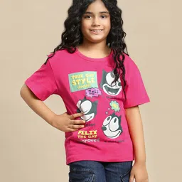 Kidsville Felix The Cat Featuring Half Sleeves Character Printed Tee - Pink-picture-27