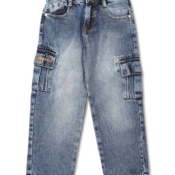 LEO Denim Mild Washed Cargo Jeans - Blue-picture-5