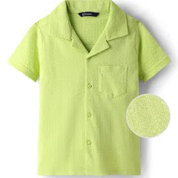 Pine Kids Cotton Woven Half Sleeves Solid Colour Shirt With Textured Design - Light Green-picture-20