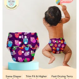 BASIC for Baby Reusable Cloth Diapers for Babies l Adjustable & Washable l 3M - 3Y l Rash Free Diaper - Cupcake-picture-27