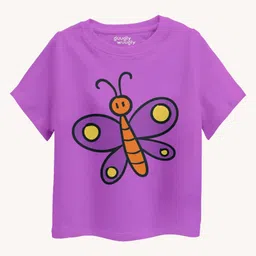 Guugly Wuugly Super Soft Combed Compact Cotton Knit Half Sleeves Butterfly Printed Skin Friendly Tee - Lavender-picture-21