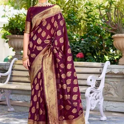 WOVENSTOCK Ethnic Motifs Zari Pure Silk Handloom Kanjeevaram Saree-picture-14