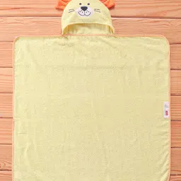 Babyhug Terry Woven Hooded Towel with Tiger Design L 76  x B 76 cm - Yellow image 2