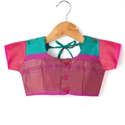 Bhartiya Paridhan Silk Kashta Saree with Half Sleeves Blouse - Fuchia image 2