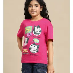 Kidsville Felix The Cat Featuring Half Sleeves Character Printed Tee - Pink image 4
