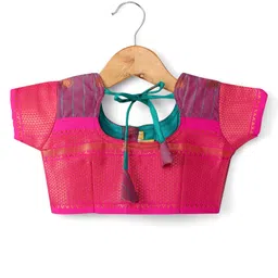 Bhartiya Paridhan Silk Kashta Saree with Half Sleeves Blouse - Fuchia image 3