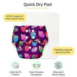 BASIC for Baby Reusable Cloth Diapers for Babies l Adjustable & Washable l 3M - 3Y l Rash Free Diaper - Cupcake image 3