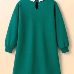 Honeyhap Premium 100% Cotton Looper Knit Winter Dress With Bio Finish & Text Print - Bayberry image 3