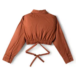 OLLINGTON ST. Poplin Woven Full Sleeves Solid Color Shirt & Waffle Jogger - Brown & Black image 3