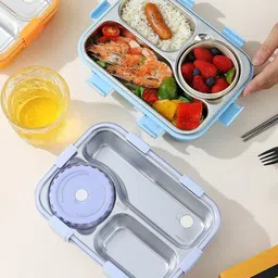 YAMAMA Insulated Lunch Box  Koi-Koi Kawaii Lunch Box Three Compartment Stainless Steel Lunch Box Portable Lunch Box 750 ml  (Pack of 1  Color May Vary) image 4