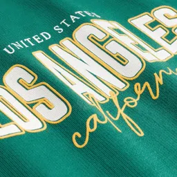 Honeyhap Premium 100% Cotton Looper Knit Winter Dress With Bio Finish & Text Print - Bayberry image 4