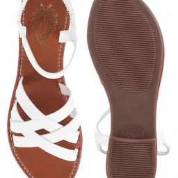 Shoetopia Strap Detailed Solid Slip On Sandals - White image 5