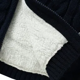 Babyhug Knit Full Sleeves Front Open Sweater with Cable Knit Design - Navy Blue & Red image 5