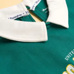 Honeyhap Premium 100% Cotton Looper Knit Winter Dress With Bio Finish & Text Print - Bayberry image 5