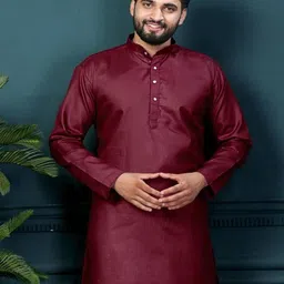 click n buy Men Pink Kurtas-image-87