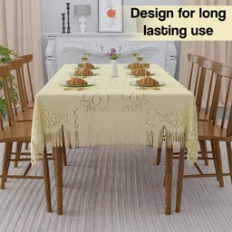 RUBOXA Cream-Coloured Set of 2 Floral Waterproof Plastic 6-Seater Table Cover image 2