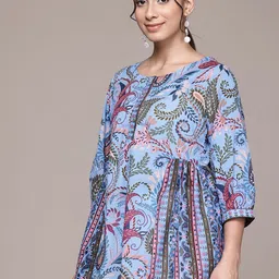 aarke Ritu Kumar Paisley Printed Flared Sleeves Pure Cotton Panelled Kurti image 3