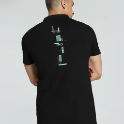 Puma Black Cotton Regular Fit Printed Polo T-Shirt image 2