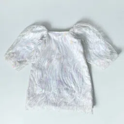 Bella Moda Kids White Self Pattern Dress image 2