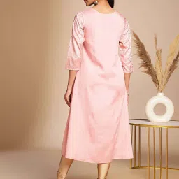 Janasya Pink Printed A Line Kurta image 2