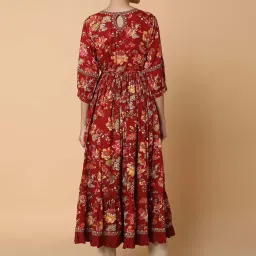 showoffff SHOWOFF Maroon Cotton Printed Anarkali Kurta image 2