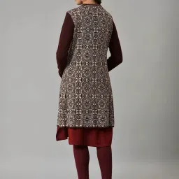 W Red Printed Long Cardigan image 2