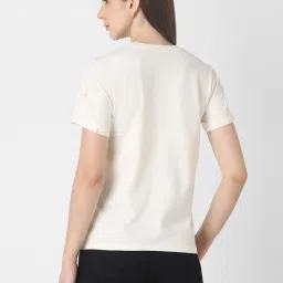 Van Heusen White Cotton Embroidered T-Shirt image 2