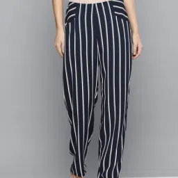 Marie Claire Women Navy Blue Colour Striped Regular Trousers-image-33