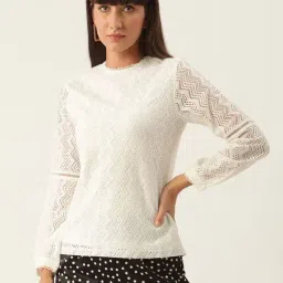 Zoella White Self Design Top-picture-56