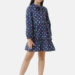 Under Fourteen Only Kids Blue Printed Full Sleeves Dress-picture-39