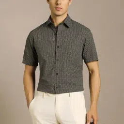 Louis Philippe Black Cotton Regular Fit Printed Shirt-picture-42