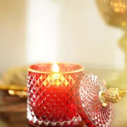 Pure Home and Living Red Glass Textured Jars image 2