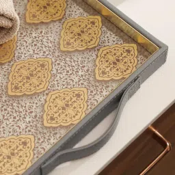 Pure Home and Living Grey Leather Solid Tray image 2