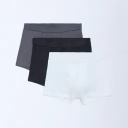 WES Lounge by Westside White Cotton Trunks - Pack of 3-image-1