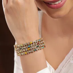 Rubans Set Of 4 Gold-Tone Plated Multi Bangles for Women image 2