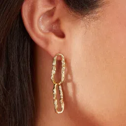 Accessorize London Z Real Gold Molten Chain Drop Earrings image 2