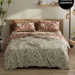 Bianca Classic Feel Beige & Grey 152 TC Double Size Bedsheet & Comforter With 2 Pillow Covers-picture-19