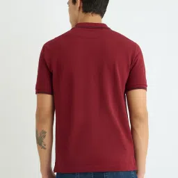 GANT Red Regular Fit Solid Polo T-Shirt image 2