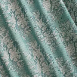 Fabindia Home Palampur Teal Cotton Hand Block Printed Curtain 9 Feet image 4