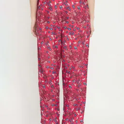 Clovia Pink Cotton Floral Print Pyjamas image 2